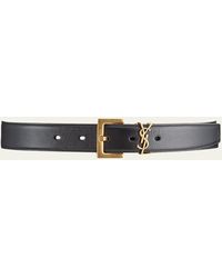 Saint Laurent - Box Laque Ysl Leather Belt - Lyst