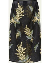 Prada - Floral-embroidered Organza Midi Skirt - Lyst