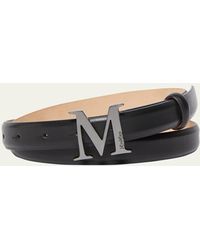 Max Mara - Mclassic20 Black Leather Belt - Lyst