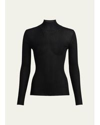 Balmain - High-Neck Rib-Knit Fitted Top - Lyst
