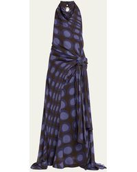 Christopher John Rogers - Halter Wiggle Dot Sarong Silk Maxi Dress - Lyst