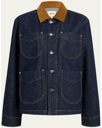 KHAITE - Wyatt Corduroy-Collar Denim Jacket - Lyst