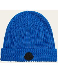 Moncler - Ribbed Logo-patch Beanie Hat - Lyst