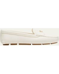 Prada - Calfskin Leather Driver Loafers - Lyst