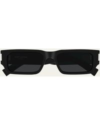 Saint Laurent - Sl 660 Acetate Rectangle Sunglasses - Lyst