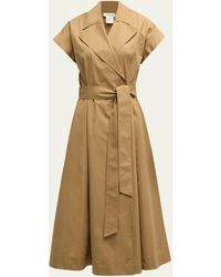 Lafayette 148 New York - Belted Organic Cotton Poplin Midi Wrap Dress - Lyst