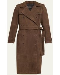 SPRWMN - Suede Belted Trench Coat - Lyst