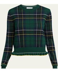 McQueen - Tartan Ruffle Crewneck Sweater - Lyst