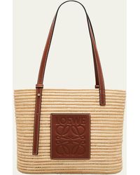 Loewe - X Paula's Ibiza Square Basket Small Bag In Raffia With Leather Handles - Lyst