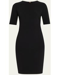 Giorgio Armani - Short-Sleeve Wool Crepe Stretch Dress - Lyst