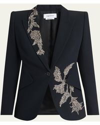 McQueen - Floral Crystal One-Button Crepe Blazer - Lyst