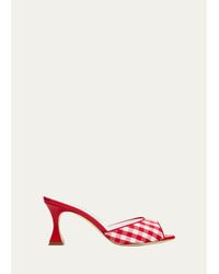 Manolo Blahnik - 70Mm Jadara Gingham Mules - Lyst