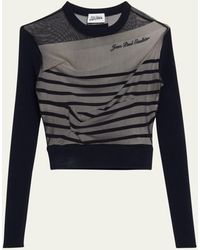 Jean Paul Gaultier - Contrasted Mariniere Mixed-media Crop Top - Lyst
