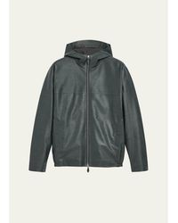 Berluti - B-Way Scritto Leather Hooded Jacket - Lyst