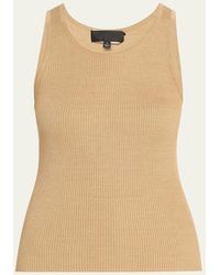 Nili Lotan - Lottie Scoop-Neck Tussah Silk Rib Tank Top - Lyst