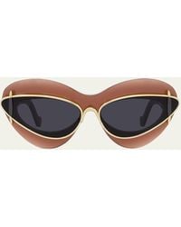 Loewe - Double Frame Mixed-media Cat-eye Sunglasses - Lyst