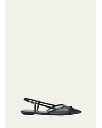 Stuart Weitzman - Kitty Mesh Leather Cap-Toe Slingback Flats - Lyst