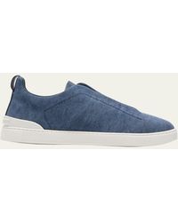 Zegna - Triple Stitchtm Slip-on Textile Low-top Sneakers - Lyst