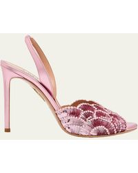 Aquazzura - 105Mm Ce Soir Sequined Leather Slingback Sandals - Lyst