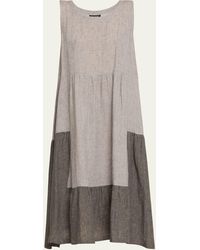 Eskandar - Two-tone Tiered Pleated Sleeveless Dress - Lyst