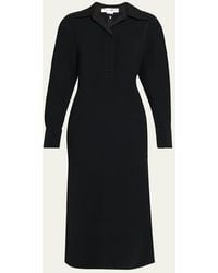 Victoria Beckham - Long-Sleeve Polo Collar Midi Dress - Lyst