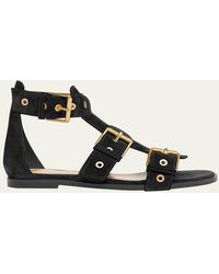 Gianvito Rossi - Suede Buckle And Grommet Gladiator Sandals - Lyst