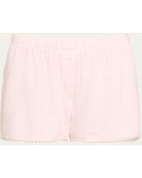 Andine - Anji Striped Lace-trim French Terry Boxers - Lyst