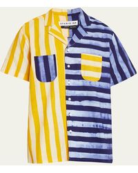 Studio 189 - Alek Batik Colorblock Striped Camp Shirt - Lyst
