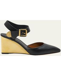 Chloé - Rebecca Leather Wedge Ankle-strap Pumps - Lyst