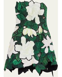 Oscar de la Renta - Gardenia Faille Embroidered Cutout Mini Dress - Lyst