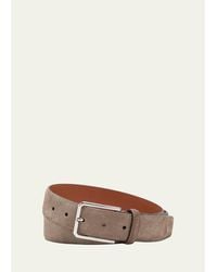 Santoni - Suede Square-Buckle Belt - Lyst