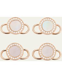 Jan Leslie - 18k Rose Gold Mother Of Pearl And Diamond Tuxedo Studs - Lyst