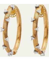 Nikos Koulis - Feelings 18k Yellow Gold Scattered Diamond Hoop Earrings - Lyst