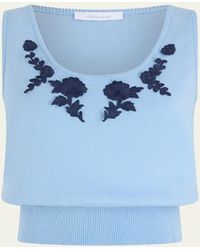 Rabanne - Floral Embroidered Rib Knit Sleeveless Sweater - Lyst