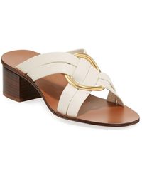 Chloé Rony Strappy Sandal With Gold Ring - White