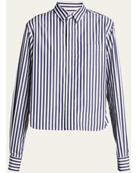 Sacai - Stripe Poplin Button Down Shirt With Nylon Back - Lyst