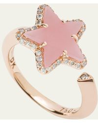 Daniella Kronfle - 18k Rose Gold Star Ring With Rose Quartz And Diamonds - Lyst