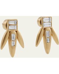 Ileana Makri - Baguette Diamond Grass Straw Earrings In 18k Yellow Gold - Lyst