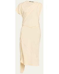 Proenza Schouler - Hallie Hammered Viscose Draped Midi Dress - Lyst