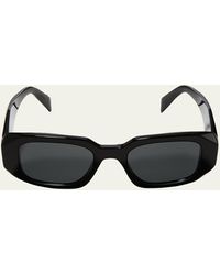Prada - Rectangle Acetate Logo Sunglasses - Lyst
