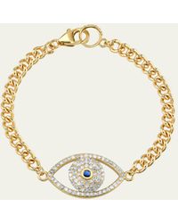 Sheryl Lowe - 5mm 14k Diamond Evil Eye Chain Bracelet - Lyst