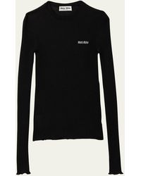 Miu Miu - Cashmere Silk Rib Crewneck Sweater - Lyst