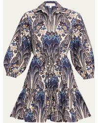 Cara Cara - Robin Puff-Sleeve Floral Poplin Mini Dress - Lyst