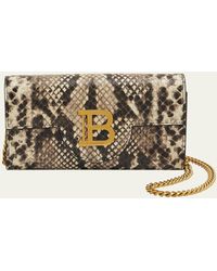 Balmain - Bbuzz Wallet On A Chain In Python-embossed Leather - Lyst