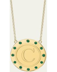 Tracee Nichols - 14K Initial Token Necklace With Emeralds - Lyst