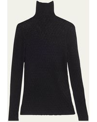 Totême - Turtleneck Long-sleeve Crochet Knit T-shirt - Lyst