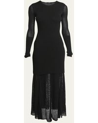 Proenza Schouler - Anita Long-Sleeve Sheer Open-Knit Layered Maxi Dress - Lyst