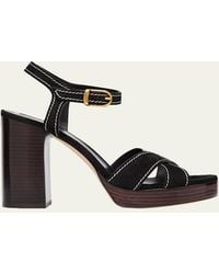Stuart Weitzman - 95Mm Park Suede Platform Sandals - Lyst