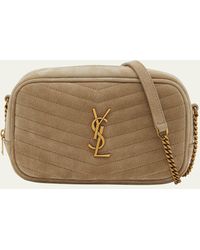 Saint Laurent - Lou Mini Ysl Camera Bag In Quilted Suede - Lyst