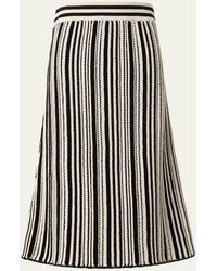 Akris Punto - Crochet Knit Stripe Cotton Flared Midi Skirt - Lyst